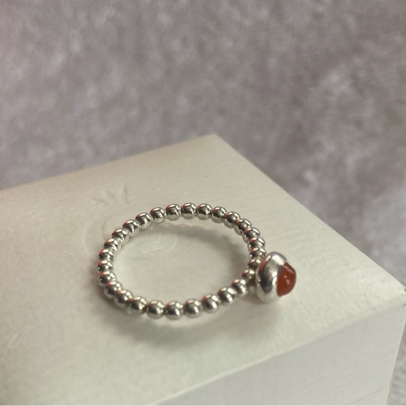 ♦️RARE♦️RETIRED♦️AUTHENTIC PANDORA CARNELIAN BUBBLE TWIST RING - Picture 9 of 11